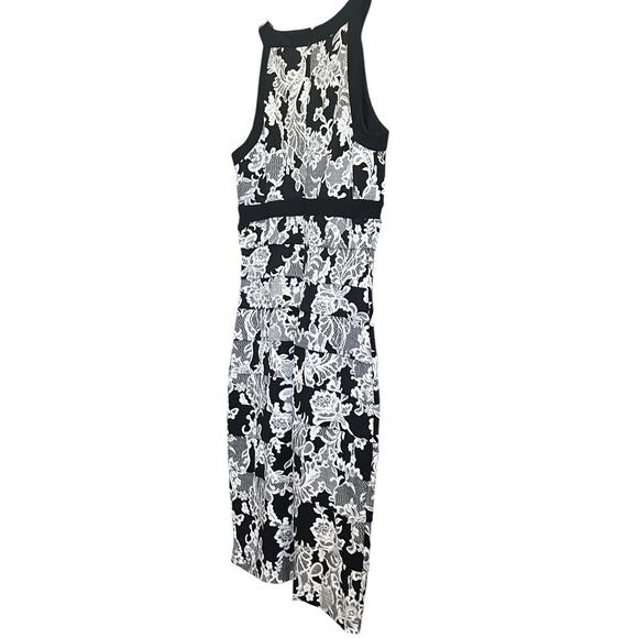 WHBM SLEEVELESS MIDI SLIMMING LAYERED BODYCON DRESS, WOMENS, 6, BLACK/WHITE FLOR - Picture 6 of 12